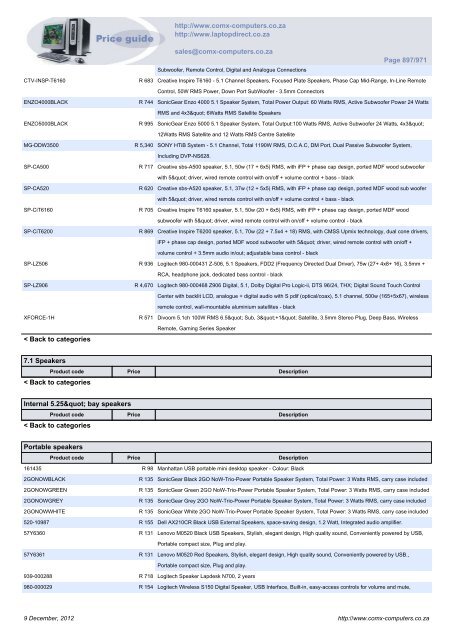 ComX Computers price list