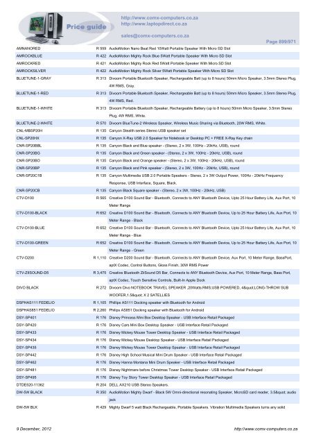 ComX Computers price list