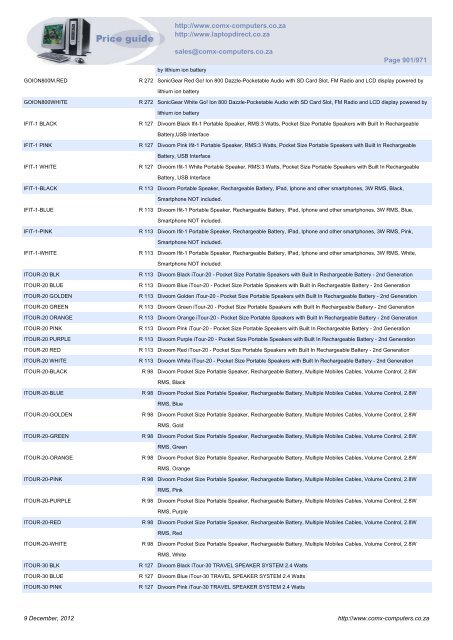 ComX Computers price list