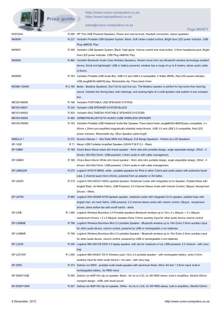 ComX Computers price list