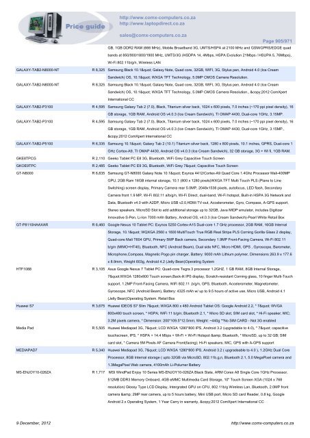 ComX Computers price list