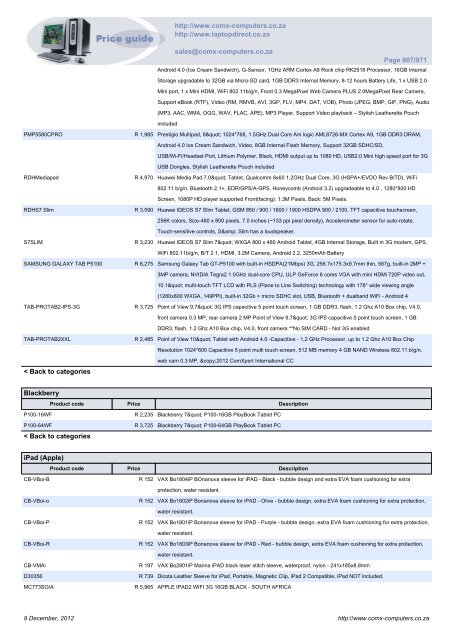 ComX Computers price list