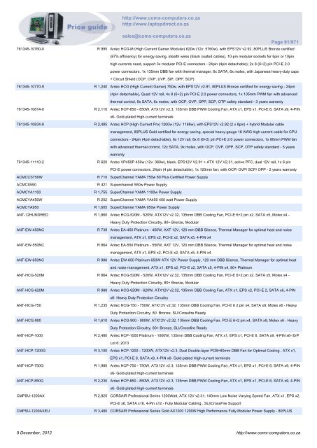 ComX Computers price list