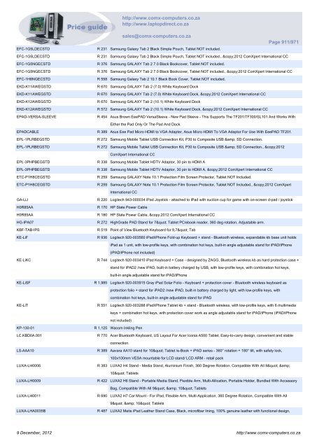 ComX Computers price list