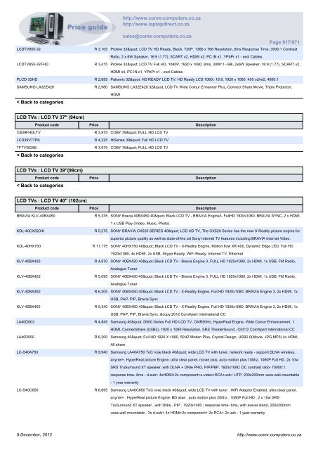 ComX Computers price list