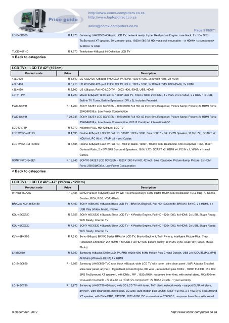 ComX Computers price list