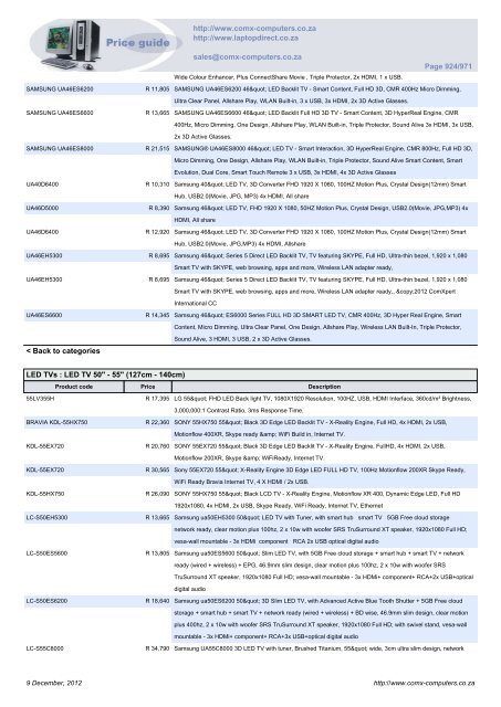 ComX Computers price list