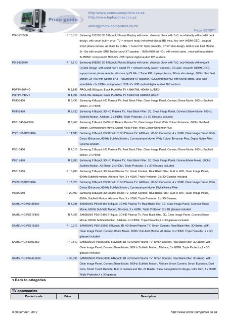 ComX Computers price list