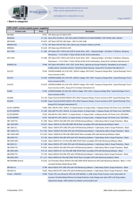 ComX Computers price list