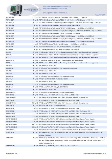 ComX Computers price list