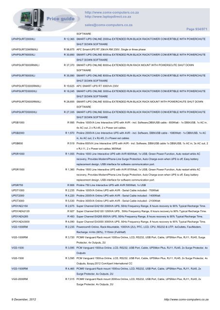 ComX Computers price list