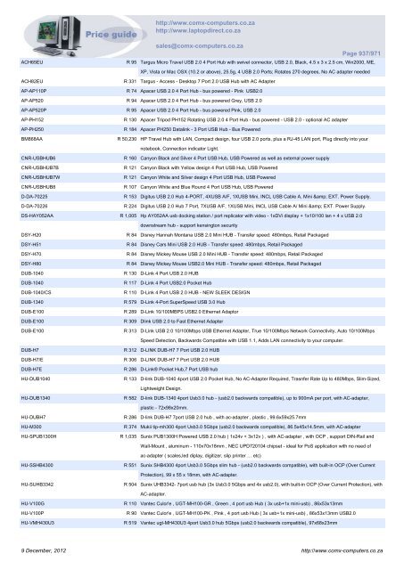 ComX Computers price list