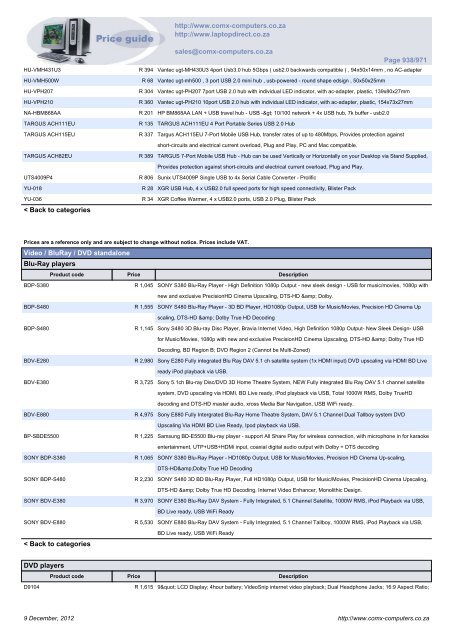 ComX Computers price list