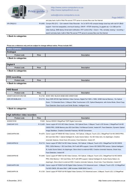 ComX Computers price list