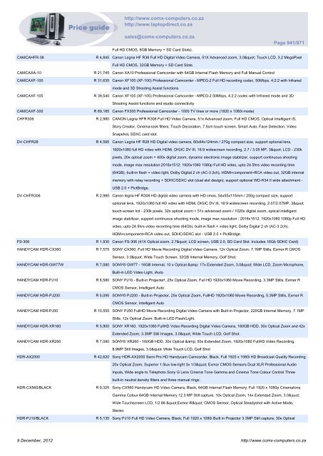 ComX Computers price list