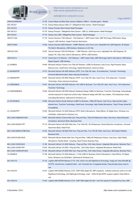 ComX Computers price list