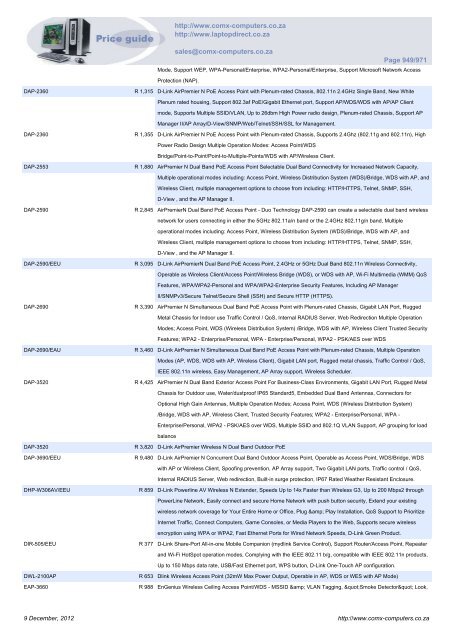 ComX Computers price list