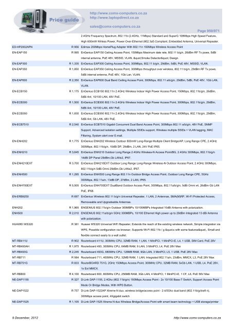 ComX Computers price list