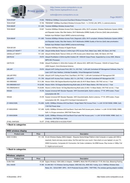 ComX Computers price list