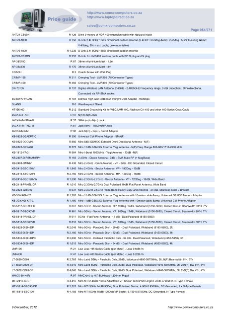 ComX Computers price list