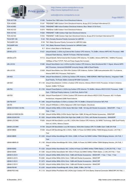 ComX Computers price list