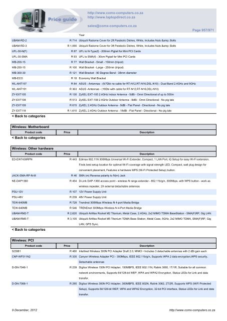 ComX Computers price list