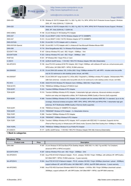 ComX Computers price list