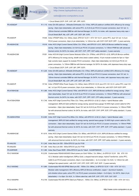 ComX Computers price list