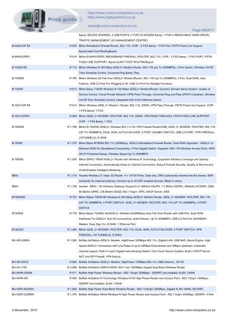 ComX Computers price list