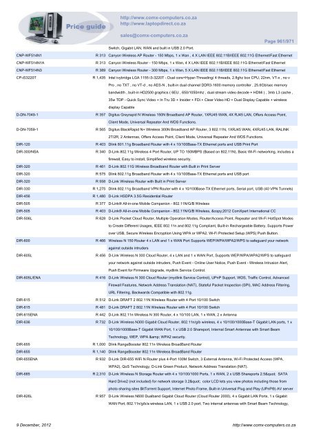 ComX Computers price list