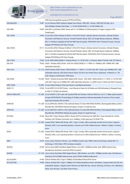 ComX Computers price list