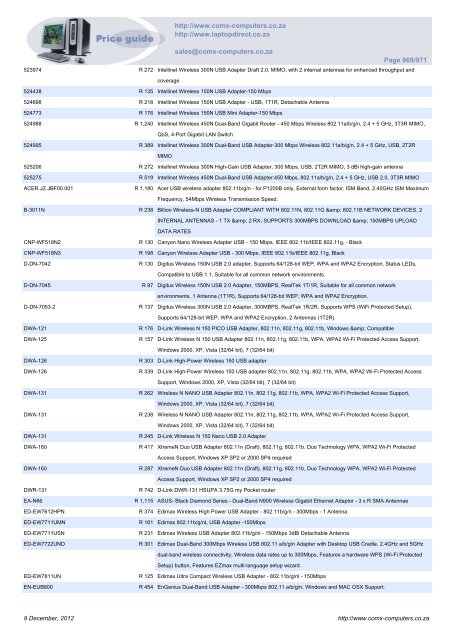 ComX Computers price list