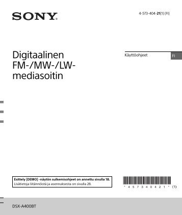 Sony DSX-A400BT - DSX-A400BT Istruzioni per l'uso Finlandese