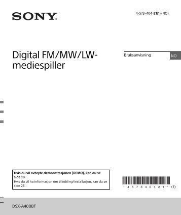 Sony DSX-A400BT - DSX-A400BT Istruzioni per l'uso Norvegese