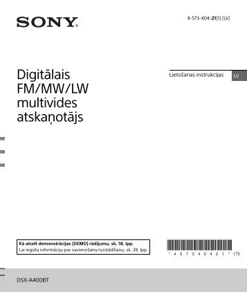 Sony DSX-A400BT - DSX-A400BT Istruzioni per l'uso Lettone