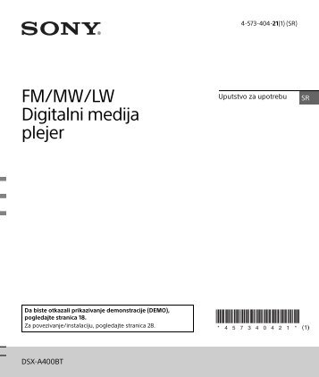 Sony DSX-A400BT - DSX-A400BT Istruzioni per l'uso Serbo