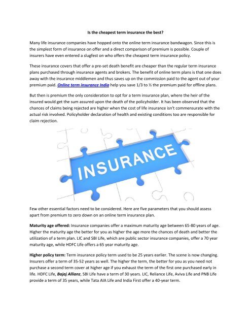 Is The Cheapest Term Insurance The Best