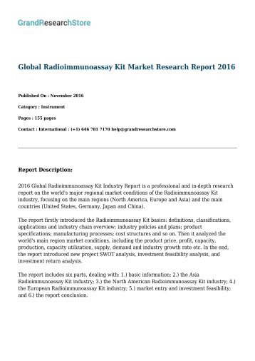 Global Radioimmunoassay Kit Market Research Report 2016