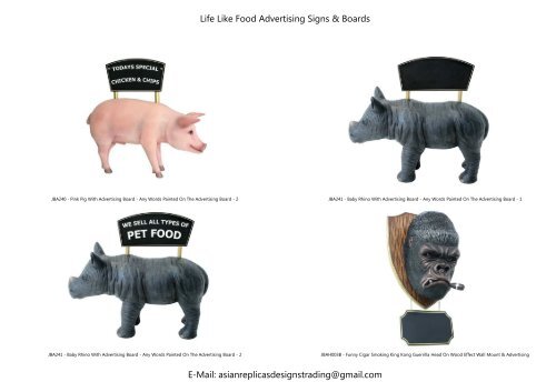Life Like Food Advertising Signs Boards