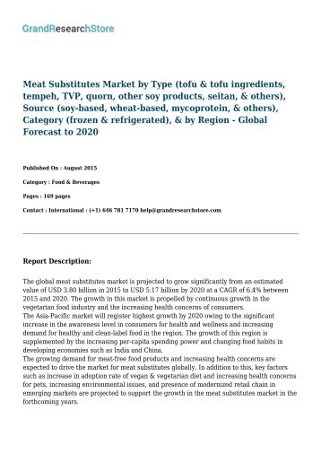 Meat Substitutes Market-Global Forecast to 2022