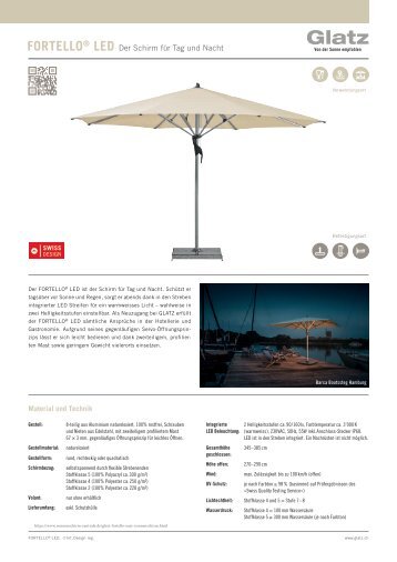 Glatz Fortello LED - Gastrosonnenschirm