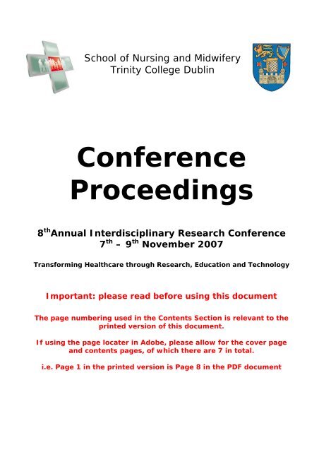 Conference Proceedings - School of Nursing andamp; Midwifery