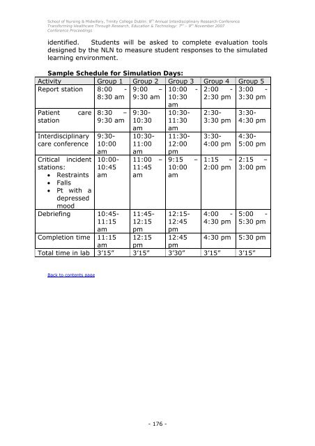 Conference Proceedings - School of Nursing & Midwifery - Trinity ...