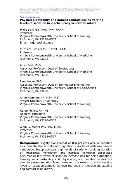 Conference Proceedings - School of Nursing & Midwifery - Trinity ...