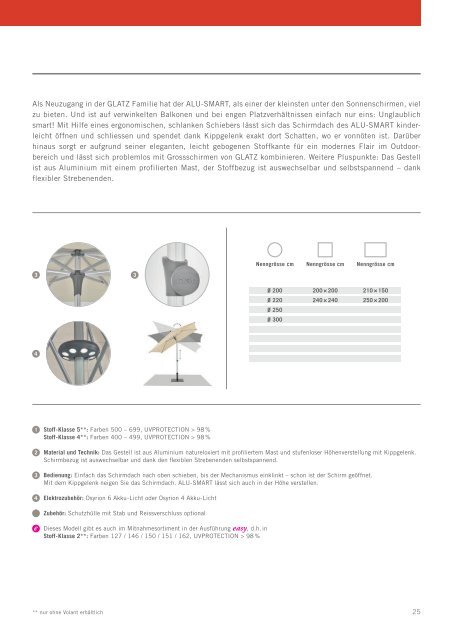 Glatz Sonnenschirme und Ampelschirme Katalog 2017