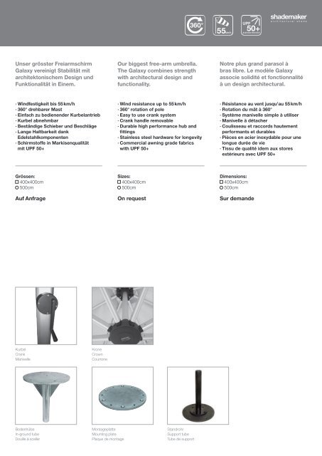 Shademaker Ampelschirme und Sonnenschirm Katalog