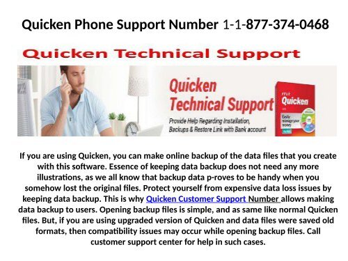 Quicken Technical Support Number 1-877-374-0468