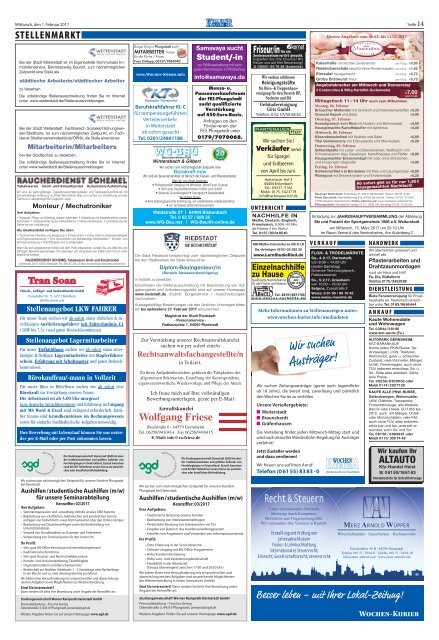 Wochen-Kurier 5/2017 - Lokalzeitung für Weiterstadt und Büttelborn