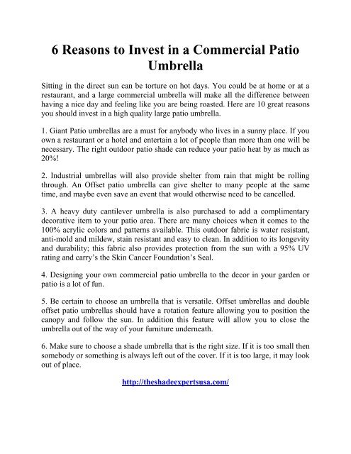 6 Reasons To Invest In A Commercial Patio Umbrella Invest In A Commercial Patio Umbrella