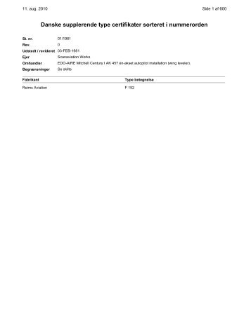 Danske Supplerende Type Certifikater (ST)